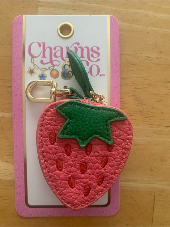 Charms & Co Accessories - Strawberry zippered bag charm Coin Purse keychain by Charms & Co. NWT